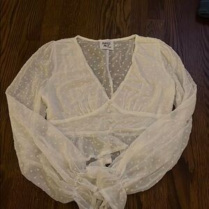 Princess Polly White Sheer Tie Front Blouse